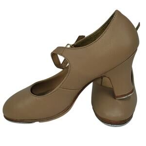Capezio Tele Tone Tap Shoes Tan Leather Mary Jane Dance 7.5M